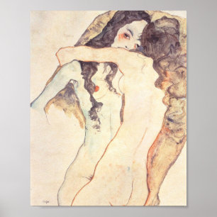 Poster Deux Women Embracing Egon Schile