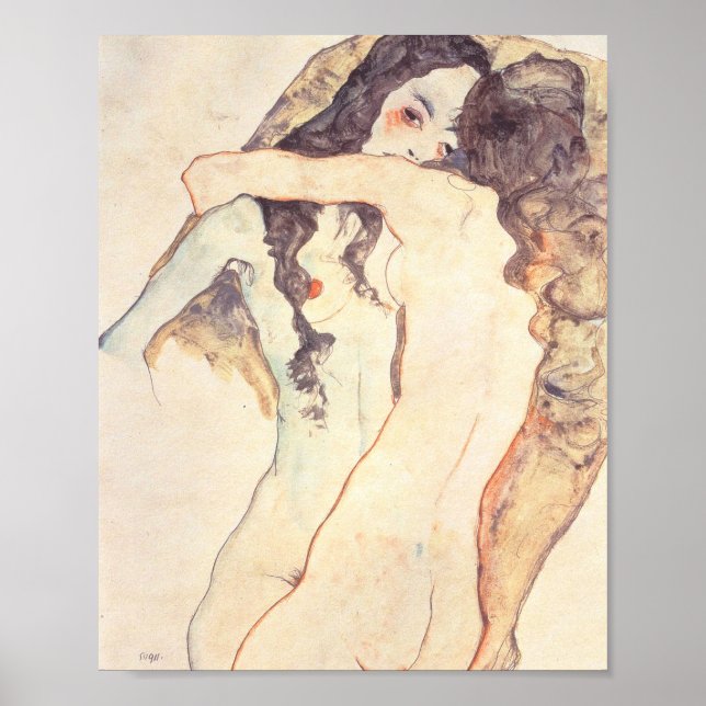 Poster Deux Women Embracing Egon Schile (Devant)