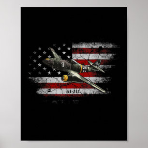 Poster Deuxième Guerre mondiale Avion allemand Me 262 Avi