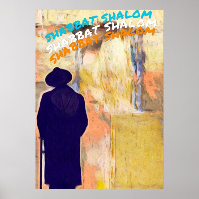 Poster Devant le mur shabbat shalom (Devant)