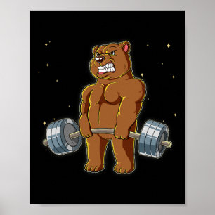 Poster Développé couché d'haltères de gym d'ours
