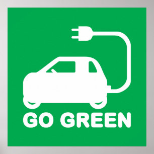 Poster Devenez écolo ~ Conduite de voitures électriques