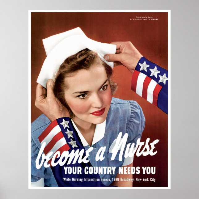 Poster Devenez Infirmière 2ÈME GUERRE MONDIALE (Devant)