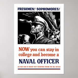 Poster Devenir Officier De Marine - 2ÈME GUERRE MONDIALE 