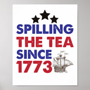 Poster Déverser Le Thé Depuis 1773 4 juillet patriotique