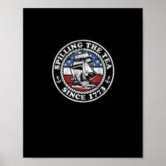 Poster Déverser Le Thé Depuis 1773 Drôle Histoire América
