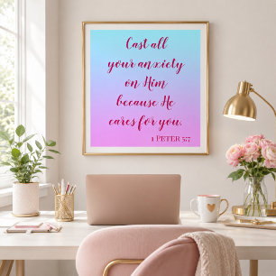 Poster Déversez toute votre anxiété sur Lui Citation Bibl