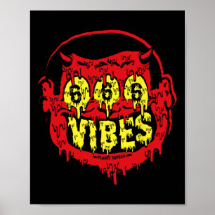 Poster Devil 666 Vibes - Style Rétro 666 Drôle Evil Hallo