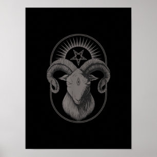 Poster Devil Goat Pentagram Baphomet Satan Occult Satanic