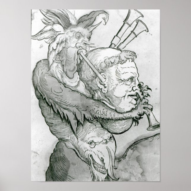 Poster Devil Playing Man's Head as a Saxophone, 1144 (Devant)