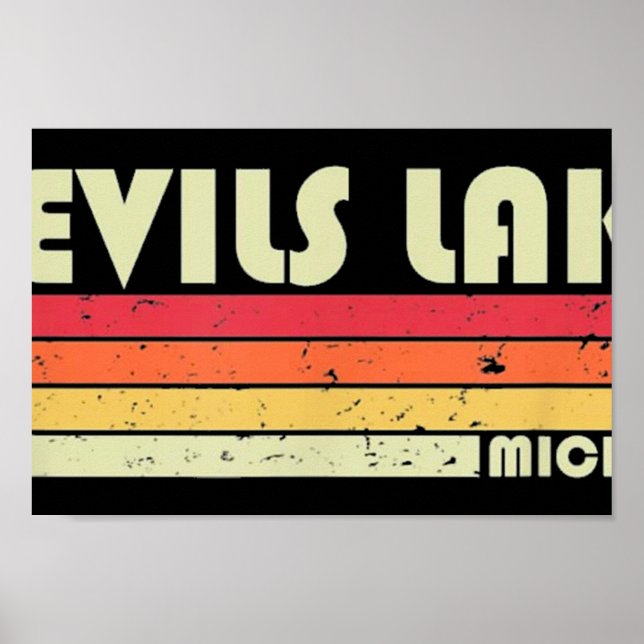 Poster DEVILS LAKE MICHIGAN Camping de pêche (Devant)