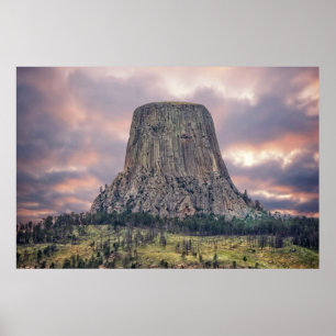 Poster Devils Tower Amazing Clouds