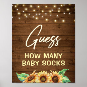 Poster Devine Combien De Chaussettes Bébé Rustique Tourne