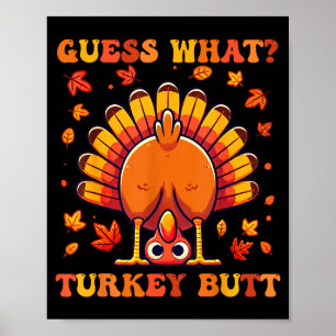Poster Devine quoi Dinde Fesses Drôle Thanksgiving Garçon