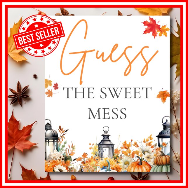Poster DEVINEET MESS JEU DE Baby shower Citrouille (GUESS THE SWEET MESS A Little Pumpkin is on the Way Fall Autumn Baby Shower Game)