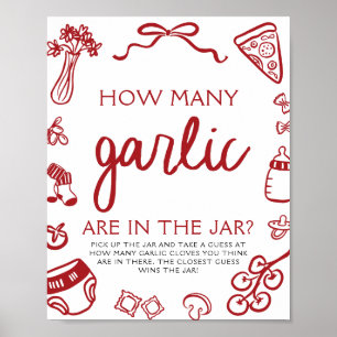 Poster Devinez combien d'ail Baby Shower Pizza Italienne 