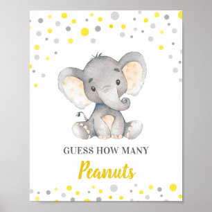 Poster Devinez combien d'arachides Baby shower d'éléphant
