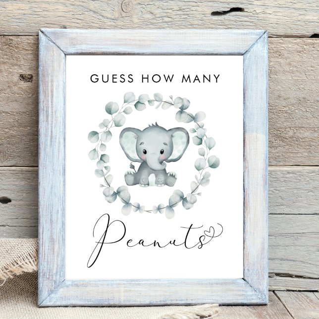 Poster Devinez combien d'arachides éléphant Baby shower j (Créateur téléchargé)