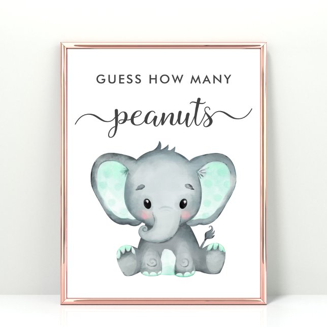 Poster Devinez combien d'arachides éléphant Baby shower j (Créateur téléchargé)