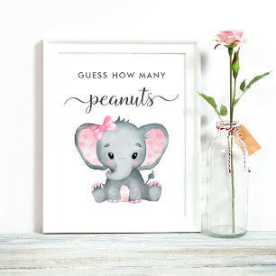 Poster Devinez combien d'arachides éléphant bébé fille do