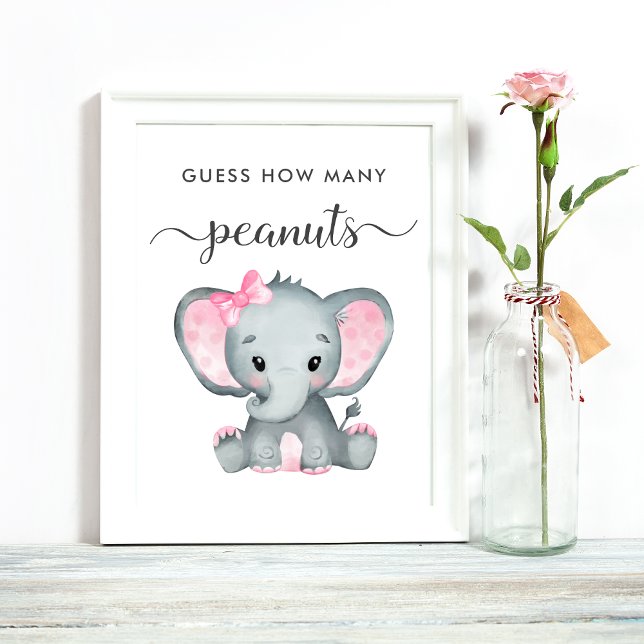 Poster Devinez combien d'arachides éléphant bébé fille do (Créateur téléchargé)