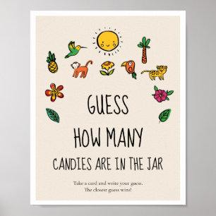 Poster Devinez combien de Baby shower tropical mignon jeu