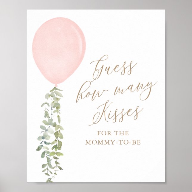 Poster Devinez combien de baisers Baby shower de ballon r (Devant)