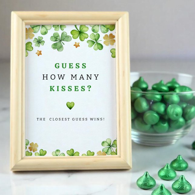 Poster Devinez combien de baisers Baby shower Jeu Signe (Baby Shower Guessing Game)