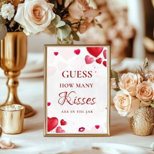 Poster Devinez combien de baisers enseigne de Baby Shower