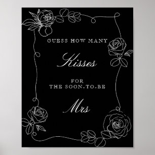 Poster Devinez combien de baisers jeu de fête de mariage 