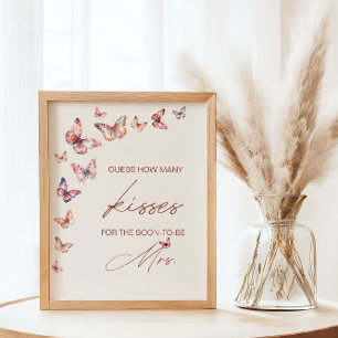 Poster Devinez combien de baisers Jeu papillon de Baby Sh
