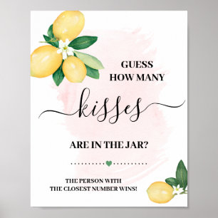 Poster Devinez combien de baisers Lemons rose Douche Jeu