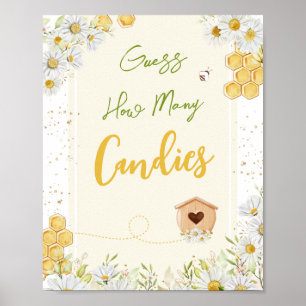 Poster Devinez combien de bonbons abeilles Baby shower