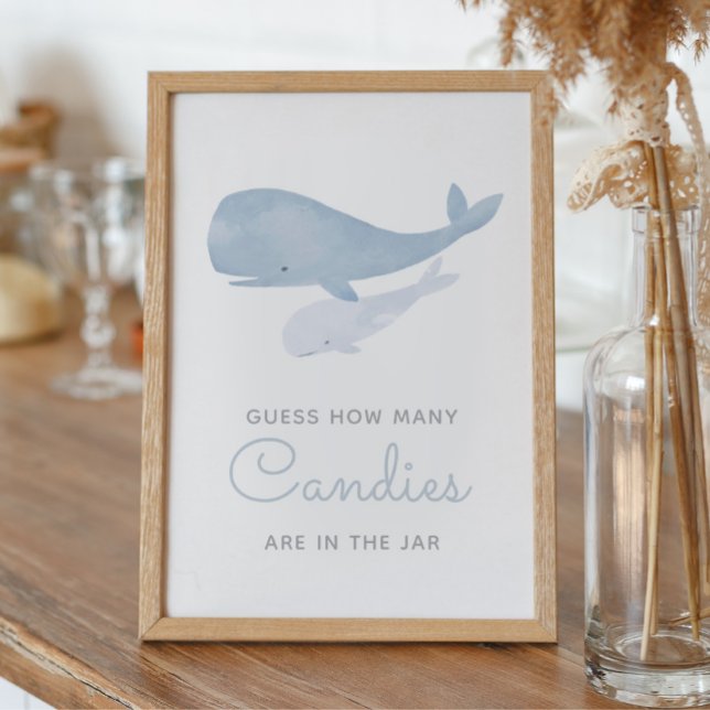 Poster Devinez combien de bonbons Baby shower de baleine  (Créateur téléchargé)