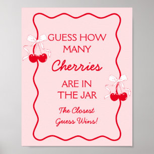 Poster Devinez combien de cerisiers Baby shower jeu