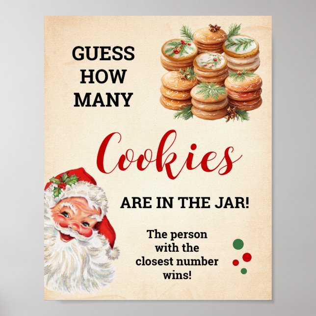 Poster Devinez combien de cookies Père Noël Christmas Gam (Devant)