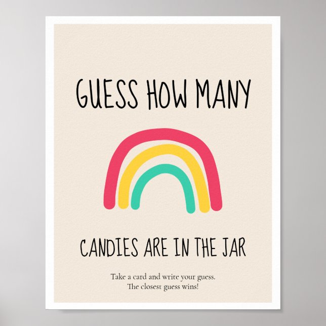 Poster Devinez combien de jeux de Baby showers Rainbow (Devant)