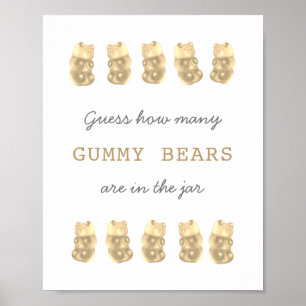 Poster Devinez combien d'ours de gomme Champagne Jeu Sign