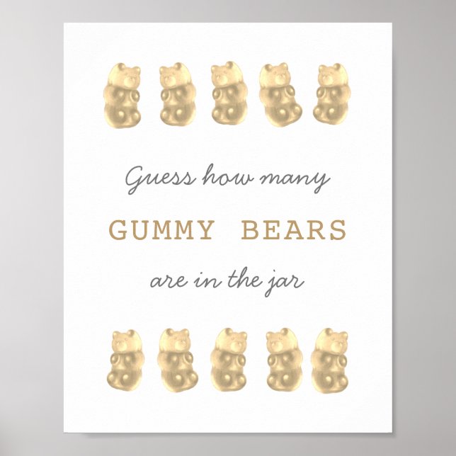 Poster Devinez combien d'ours de gomme Champagne Jeu Sign (Devant)