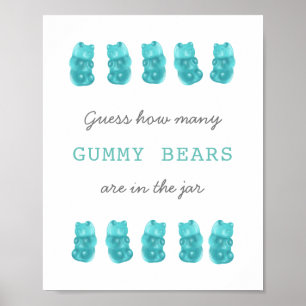 Poster Devinez combien d'ours de gummy Bleu Jeu signe