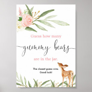 Poster Devinez combien d'ours gummy jeu de cerf d'or rose