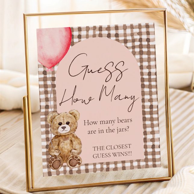 Poster Devinez combien Teddy Bear Baby shower table de je (Créateur téléchargé)