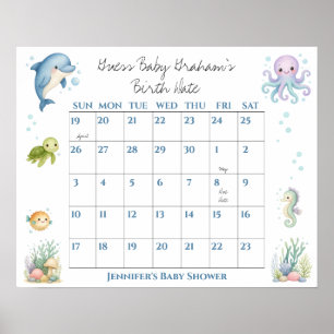 Poster Devinez la date de naissance de bébé pour la baby 
