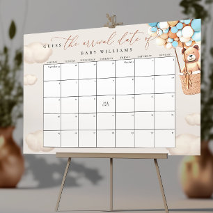 Poster Devinez La Date D'Échéance Calendrier Léger Bleu P