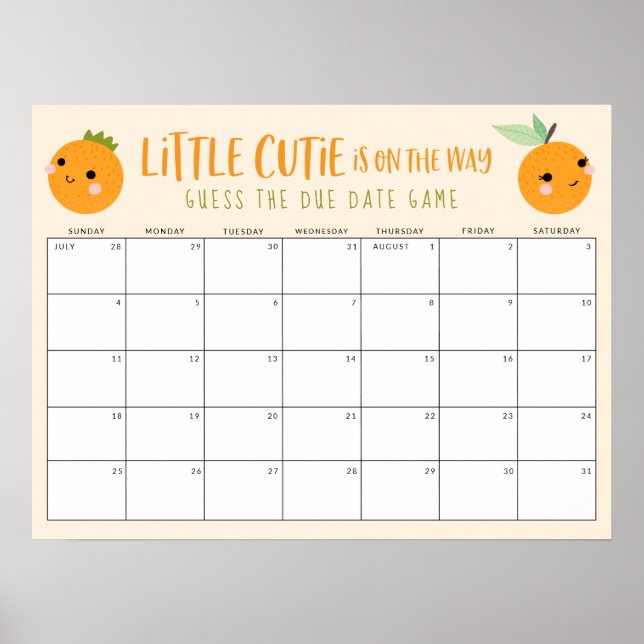 Poster Devinez la date d'échéance Orange Little Cutie Bab (Devant)