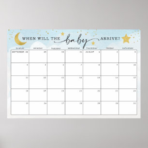 Poster Devinez la date d'échéance pour le jeu de Baby sho