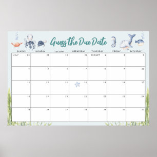 Poster Devinez la date d'échéance sous le jeu Baby shower