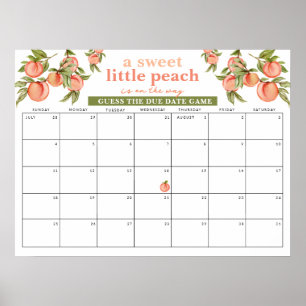 Poster Devinez la date d'échéance Sweet Peach Baby shower