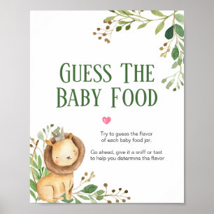 Poster Devinez la Nourriture Bébé Shower Fête Lion Végéta