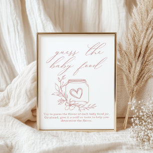Poster Devinez la Nourriture pour Bébé Shower Floral Vint